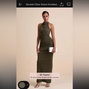 Lulus Seraiah olive green knotted ruched halter dress - NWOT
